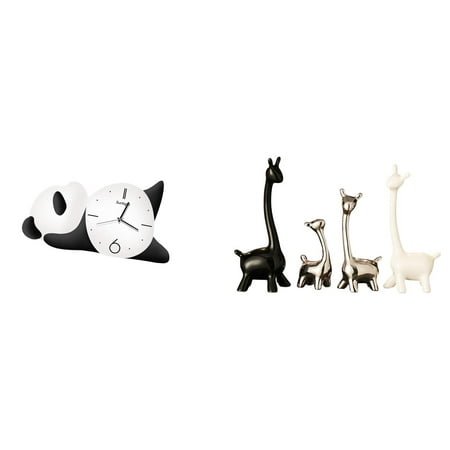 1 Piece Panda Wall Clock Giraffe Statue Ceramic Material Modern Look for Home Living Room Office