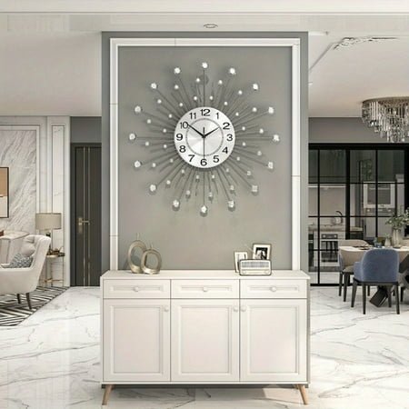 23.6 inch Household Large Wall Clock - Minimalist Modern Wall Clocks Silent Non-Ticking Wrought Iron Decorative Wall Clocks Easy to Read for Living Room Kitchen Bathroom Bedroom
