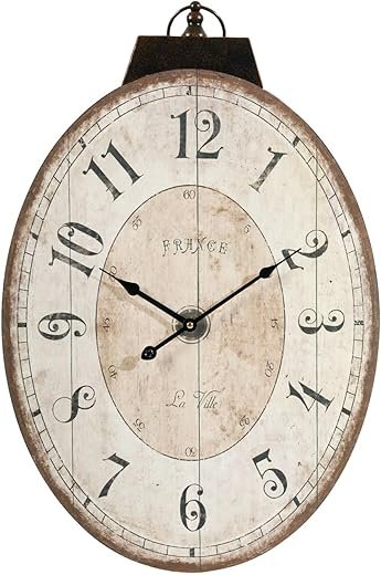 29 Inch Oval Wall Clock, Silent Non-Ticking Decorative Wall Clock for Living Room, Modern Farmhouse Clock Battery Operated for Home Decor, Diningroom