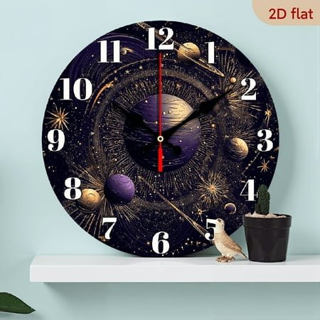 2D Flat 1pc 10Inch Rustic Apple Wooden Wall Clock Vintage Silent Quartz Battery Operated Artificial Wood Decor with Red Apples Leaves Design for Home, Coffee Shop, Halloween Christmas Decor
