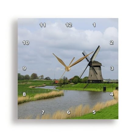 3dRose, Netherlands, Noth Holland. Molencomplex. Schermerhorn. Windmills., 15x15 Wall Clock