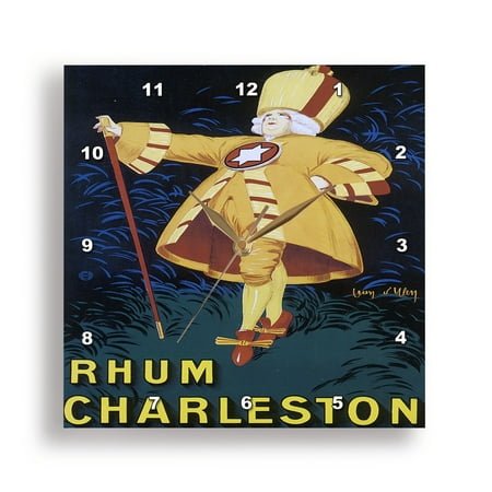 3dRose, Vintage Rhum Charleston French Wine Advertising Poster, 13x13 Wall Clock