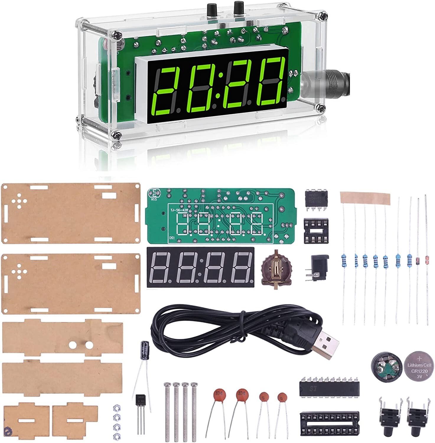 4-Digit Digital DIY Alarm Clock Kits Soldering Practice for Students Electronic