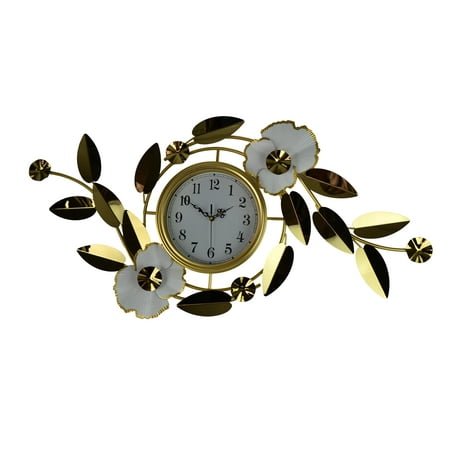 40 Gold and White Floral Wall Clock