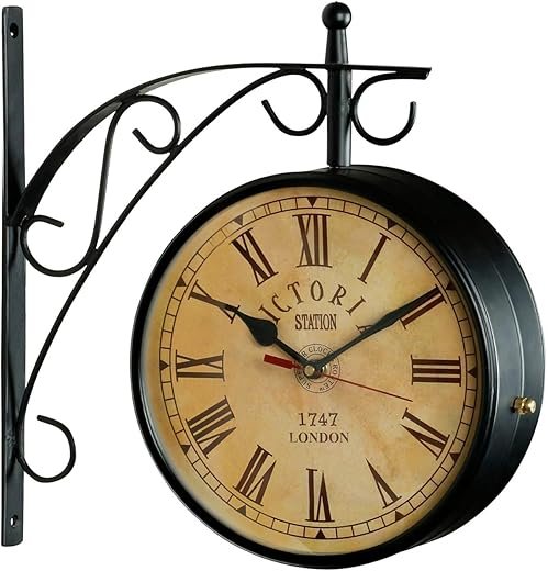 8 Elegant Double Sided Railway Station Clock Nautical Victoria Wall Clock Vintage Home Decor