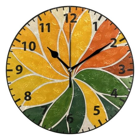 9.84in Kaleidoscope Pattern PVC Canvas Wall and Table Clock with Canvas Texture, Black or Gold Hands