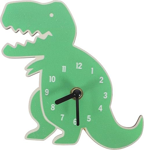 ABOOFAN Dinosaur Clock Kids Room Clock Cute Decorative Wall Clock Battery Operated Silent Wall Clock for School Classrooms Bedroom Living Room Space Decor