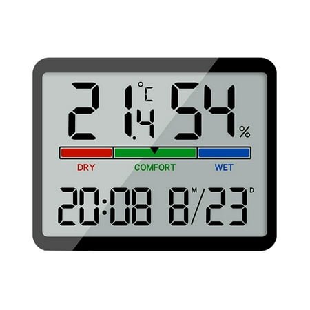 Acahhotxx Atomic Clock, Digital Wall Clock Large Display, Date & Temperature Humidity Sensing for Home and Office Use Battery Operated - Black 8280 (New)