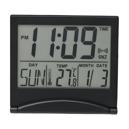 ACDANC Alarm Clock,Foldable Design Digital Clock,Temperature Display Bedside Clock,Black