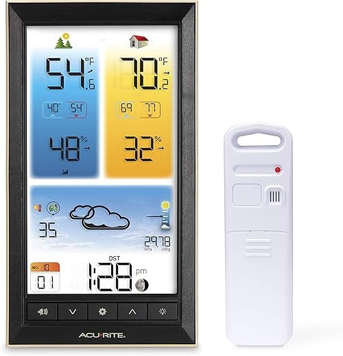 AcuRite Home Weather Station with Vertical Full-Color Display, Wireless Outdoor Thermometer for Indoor/Outdoor Temperature and Humidity (01201M)