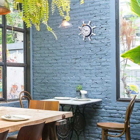 ADDHAT Nautical Steering Wheel Wall Clock Multi Color Quiet Decoration