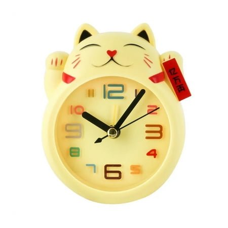 Alarm Clock Bedside Alarm Clock Creative Lucky Cat Alarm Clock Mini Table Decoration Student Cute Plastic Clock for Bedrooms, Table, Home