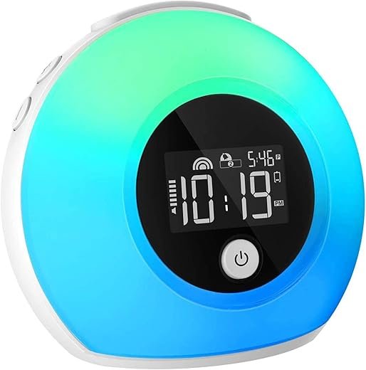 Alarm Clock for Kids Bedrooms Music Wake Up Light with Bluetooth Speakers,Dimmable Color Changing Night Light,Alarm Clocks for Heavy Sleepers,Music Player for Party Camping