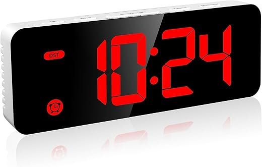 Alarm Clock for Kids Bedrooms, Small Digital Clock, 4 Dimmable Backlight, 3 Adjustable Volumes with Snooze (Red Display)