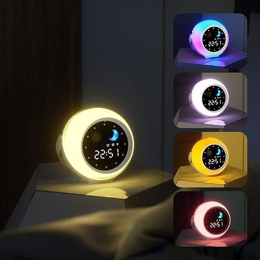 Alarm Clock for Kids, Bluetooth Music Player&Digital Clock, Sleep Sound Machine for Kids Bedroom, Kids Alarm Clock Sleep Trainer with Wake up Light, Ok to Wake Clock for Kids