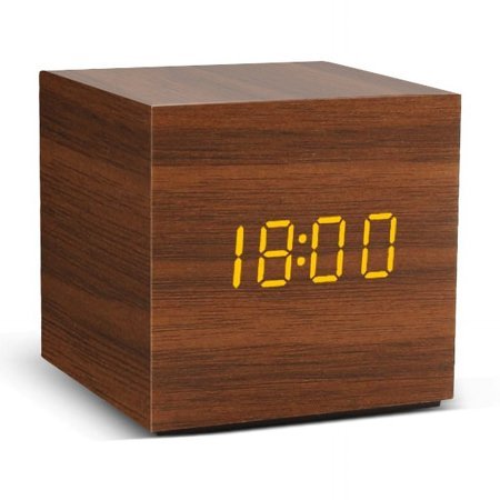 Alarm Clock LED Wooden Watch Table Voice Control Digital Wood Despertador USB/AAA Powered Electronic Desktop Clocks