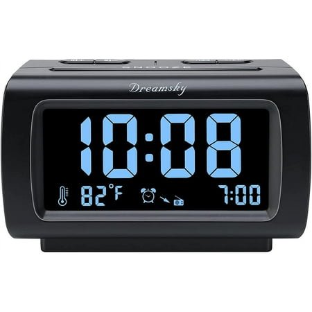 Alarm Clock Radios for Bedrooms with Battery Backup, Large Big Numbers with Brightness Dimmer, USB Port, Bedside Digital FM Radio with Sleep Timer, Temperature, Adjustable Volume, Snooze