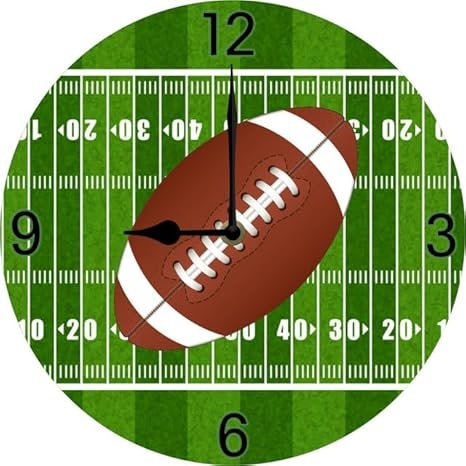 American Football Wall Clock Football Decor Gifts for Boys Kids Room Decor Sports Theme Decor 10 Inches Silent Non Ticking Battery Operated Clocks Wall Decorative for Bedroom