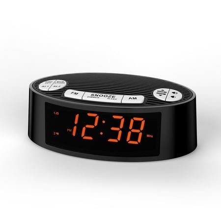 AM/FM Alarm Clock Radio with Dual Alarm Sleep Timer & Snooze Functions Orange LED Display 4-Level Dimming Option iTOMA CKS3301U