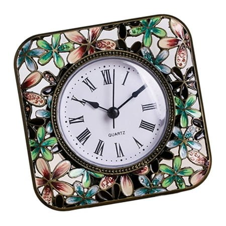 Antique Type Enamel Table Clock, Quiet Movement Desk Clock for Sophisticated Home Styling Decoration