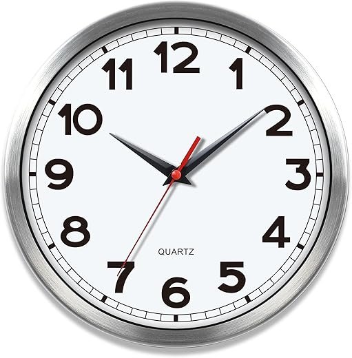 AYRELY® Wall Clock – 8 Inch Metal Decorative Modern Analog Clock, Silent Non-Ticking Battery Operated Small Classic Wall Clocks for Kitchen, Living Room, Bedroom, Office, Bathroom(Classic-8in)