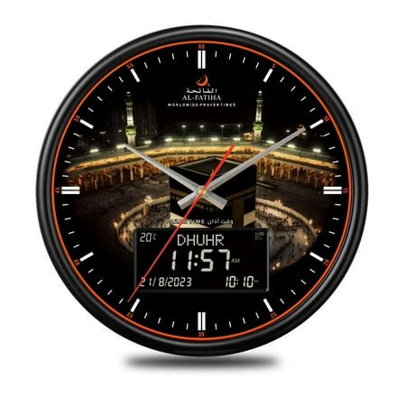 Azan Clock Large Round Wall Automatic Kaaba Door Muslim Azan Clock