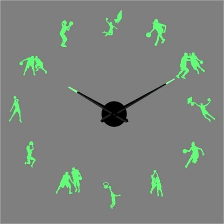 Basketball stance 3 DIY Different Luminous Frameless Wall Clock Home Decor Modern Design Basketball enthusiast Gift - 27 inch