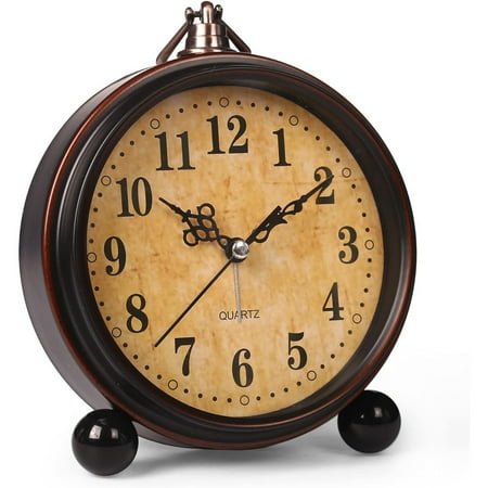 Battery Alarm Clock,Night Light,Vintage Hangable Super Silent Non Ticking Analog Table Clock for Bedroom Bedside, Desk,Shelf