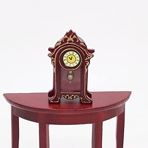 Beavorty Mini Vintage Clock Ornament Dollhouse Furniture Accessories Miniature Pendulum Clock Tabletop Clock for Home Living Room Mantel Decor