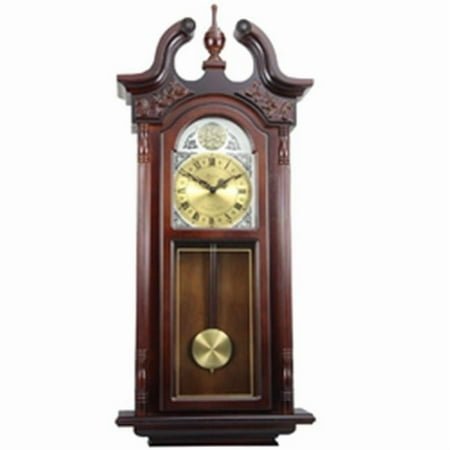 Bedford 38” Chiming Pendulum Grandfather Wall Clock Rich Cherry Oak Wood Finis