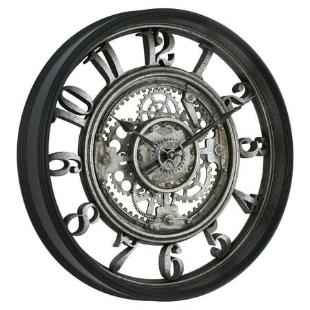 Better Homes & Gardens 20 Indoor Rustic Metal Arabic Moving Gear Analog Wall Clock