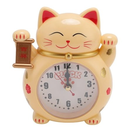 BIMZUC Lucky Cat Alarm Clock – Accurate Timekeeping, Cute Yellow Design, Compact & Portable – Ideal Gift for Home & Travel
