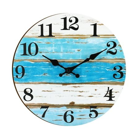 Bocaoying 10 Inch Wall Clocks Battery Operated, Silent Outdoor Clock, No Ticking Kitchen Wall Clock for Living Room Decor, Round Retro Rustic Style Wall Clock for Kitchen, Bedroom, Bathroom