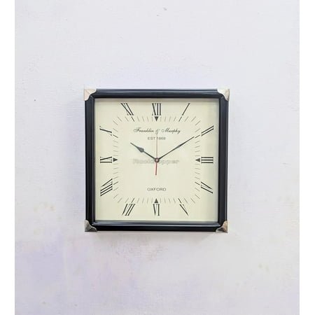 Brass Wooden Wall Clock Square 16'' Large | Bedroom Wall Clock, Livingroom Clock, Home/Office Decor Clock