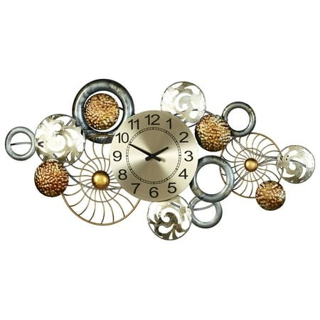 Bronxx Wall Art Clock Multi Metallic 34” x 2.5” x 17”