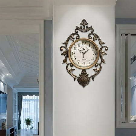 Bronze Glass & Iron Wall Clock-Vintage Court-Style, Timeless Home Decoration with Silent Sweep Movement & Retro-Modern Art Aesthetic, Ideal for Living Rooms, Gardens, Dining Rooms & Foyers