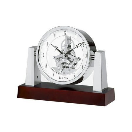 Bulova B7520 Largo Silver Skeleton Dial Desktop Clock