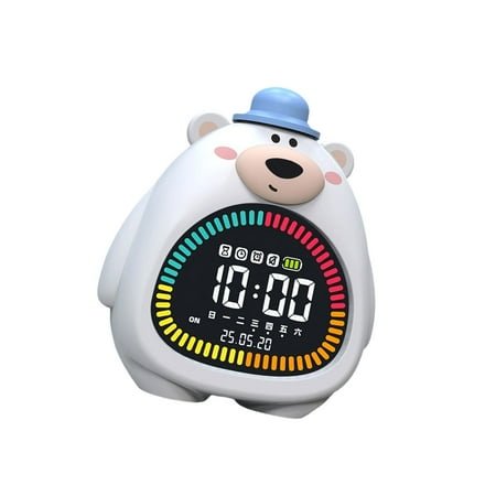 Cartoon Bear Alarm Clock Nightlight With Precise Timer Function Ambients Bedroom Glows Safe Silicones PVC Design For Kid