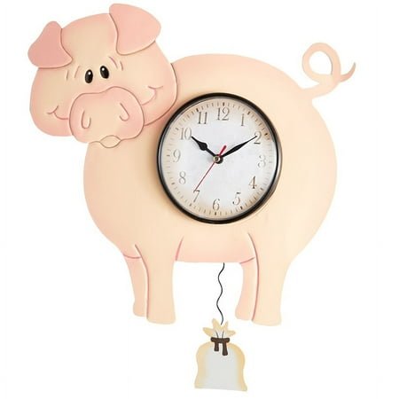 Clock Pendulum Country Theme Cow Pig Barn Rooster - Pig
