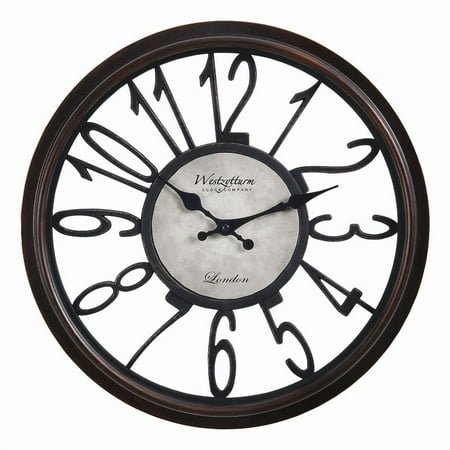 Clocks - 16 Round - Wall Clock - Antique Brown - Transitional