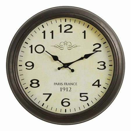 Clocks - 16 Round - Wall Clock - Antique Brown - Transitional