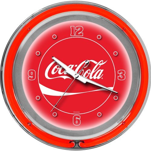 Coca-Cola Chrome Double Ring Neon Clock, 14"