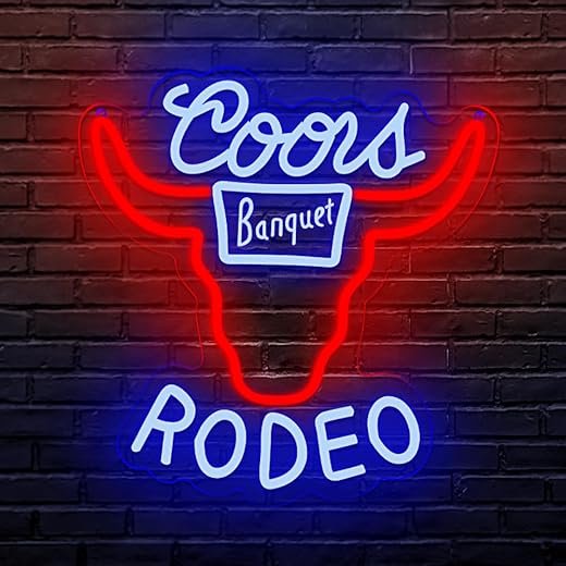 Cowboy Neon sign Rodeo Neon Signs for Wall Decor Blue Western Bar Rodeo LED Signs for Wall Decor Cowboy Neon Sign Man Cave Blue Cow Skull Light, Sign Busch, Crs Bull Led Wall Decor Applicable to Bar Beer Club Pub Bistro.