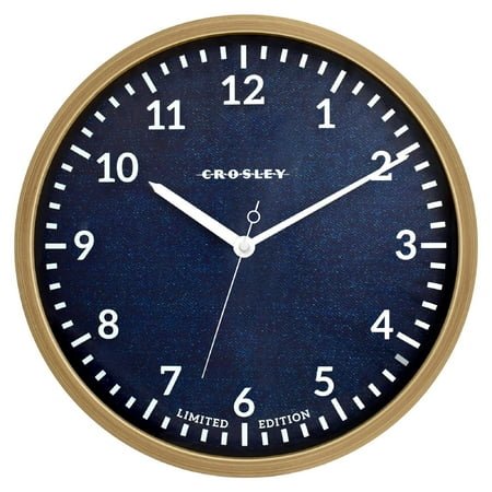 Crosley Contemporary Brown Oak Color Look 15 Denim Dial Quartz Accurate Analog Wall Clock