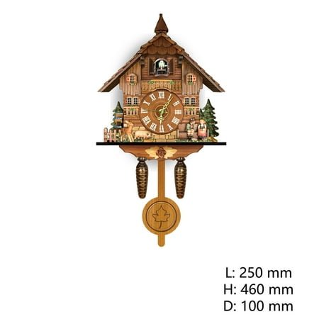 Cuckoo Clock Singing Wall Clock Vintage Pendulum Clock Home Living Room Wooden Decor