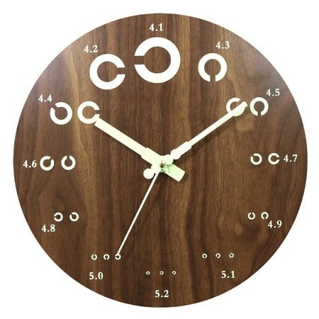 CUGBO Luminous Wall Clock, 12 Inch Modern Silent Non Ticking Round Night Light Wooden Wall Clock, Imitate Eye Chart Design Luminous Clock for Bedroom Kitchen Living Room Office School (Brown)