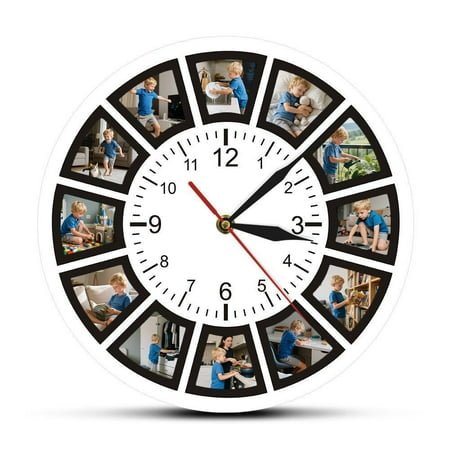 Custom Picture Wall Clock Photo Collage Home Clock E7Y7