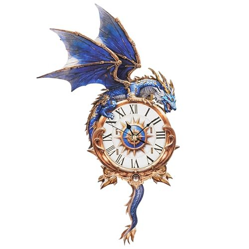 Cutywood 3D Puzzles for Adults Clock-Blue Dragon Design Model Kit-Mechanical DIY Pendulum Clock with Roman Numerals-Desk Home Office Decor Personalized Gift for DIY Lovers