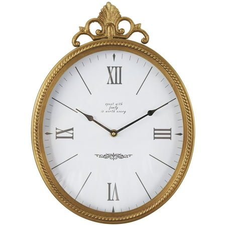 DecMode 11 Gold Metal Scroll Antique Inspired Wall Clock with Finial