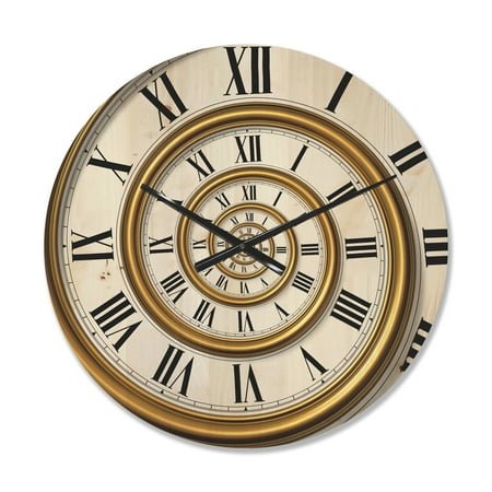 Designart 'Antique Style Time Spiral II' Modern Wood Wall Clock